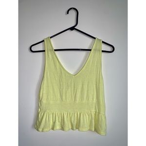 Yellow Low Cut Flowy Crop Top